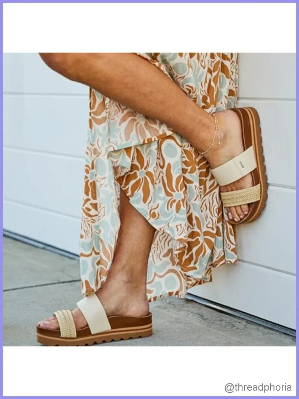 Womens Platform Slide Sandals Faux Leather Arch Support Cushion Footbed Casual